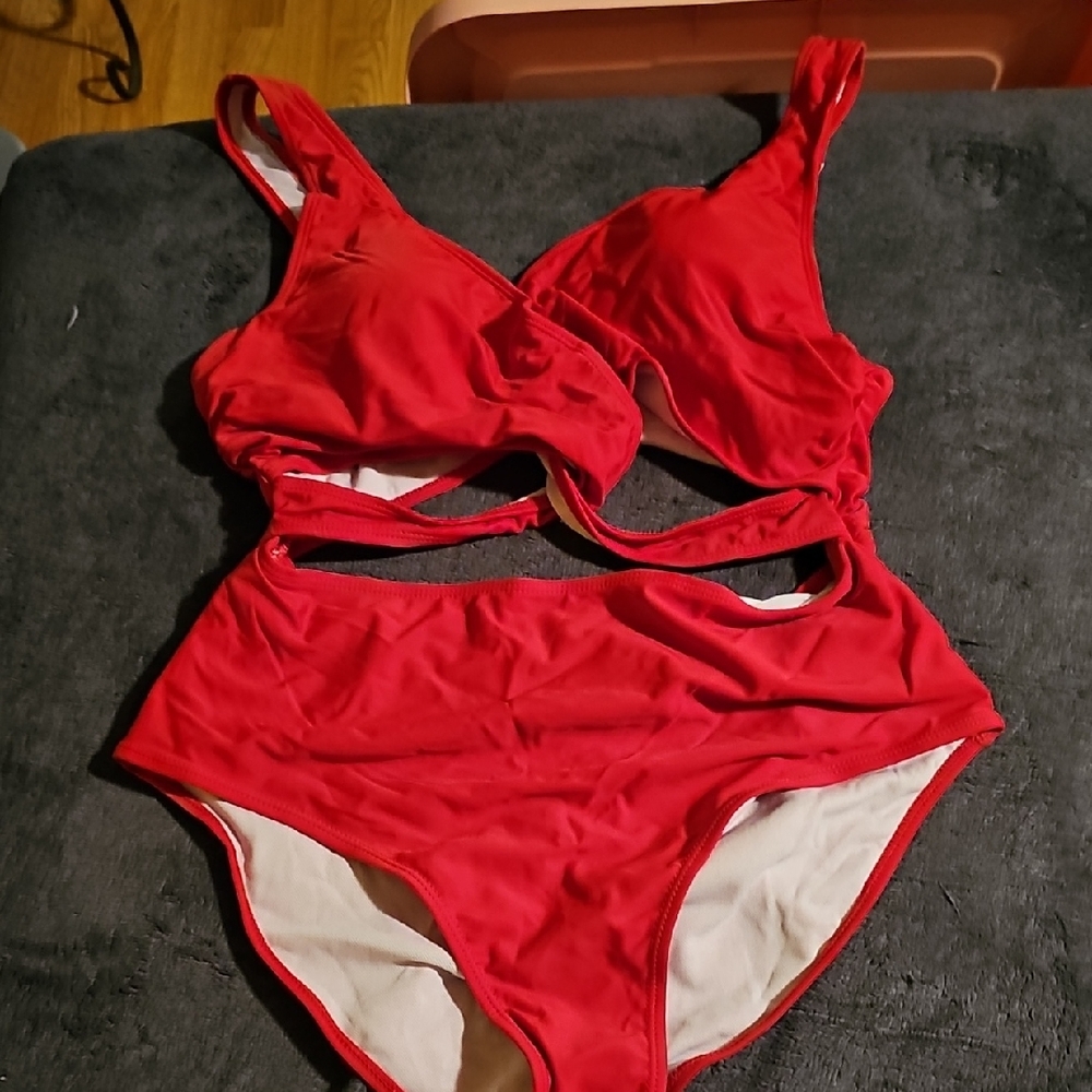 Red Cutout Swimsuit